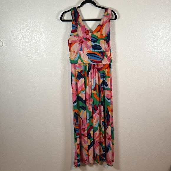 Pappagallo Tropical Floral Stretch Jersey Maxi Dress Size Large - Picture 5 of 8